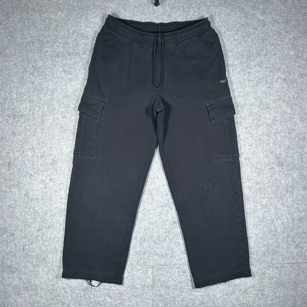 TNA Sweatfleece Cargo Sweatpants Womens Medium Black Cozy Fleece Mega Fit Baggy